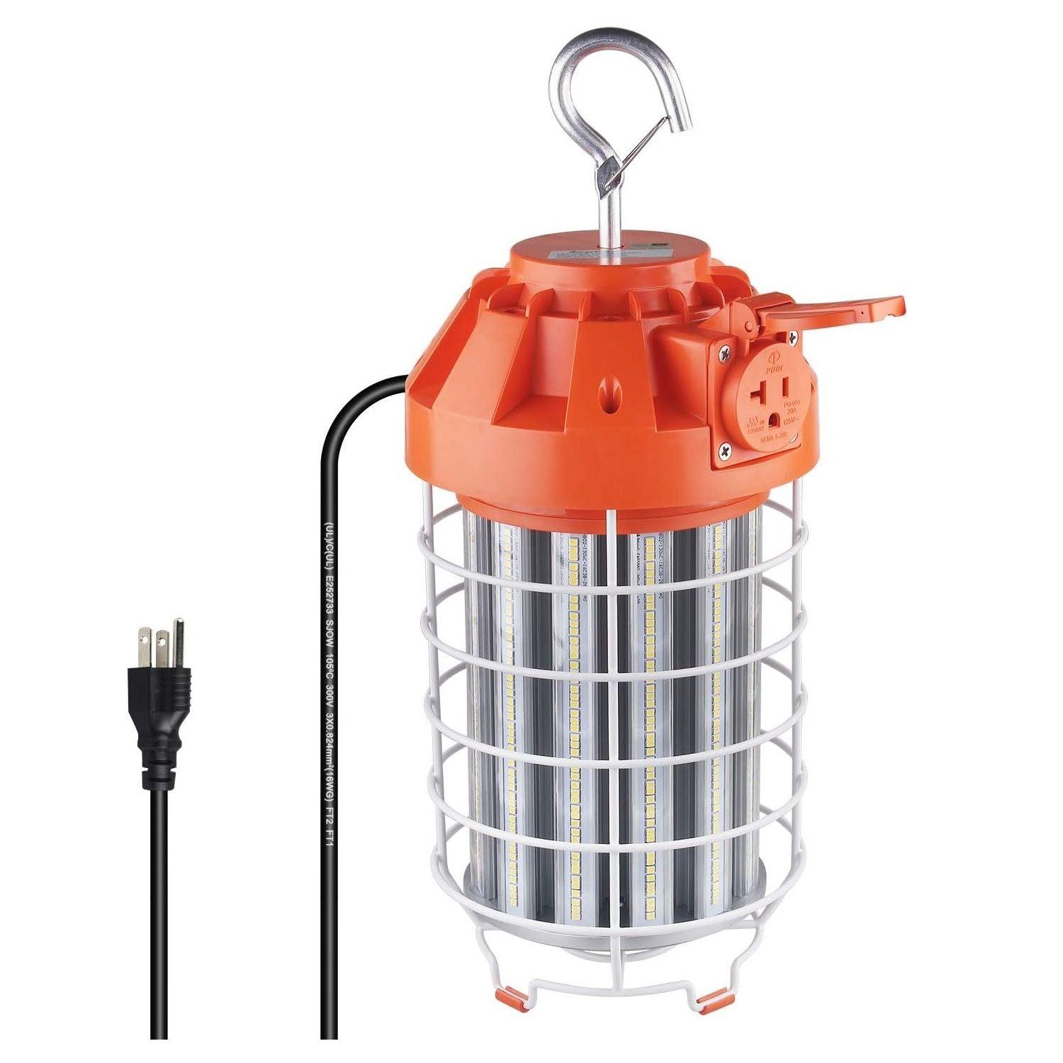130W LED Temporary Work Light-18200Lumen Construction Lights 5000K with  Outlet & Hook