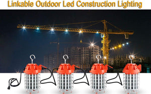130W LED Temporary Work Light-18200Lumen Construction Lights 5000K LED Work Lights Linkable Construction Temporary Lighting with Outlet & Hook for Outdoor Indoor Temporary Lights - Dephen