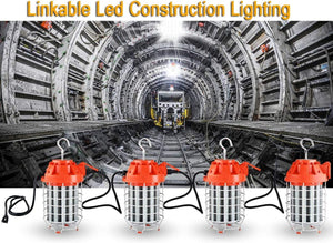 ​130W LED Temporary Work Light-18200Lumen Construction Lights 5000K LED Work Lights Linkable Construction Temporary Lighting with Outlet & Hook for Outdoor Indoor Temporary Lights - Dephen