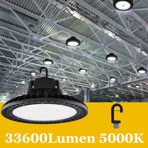 150W LED High Bay Lights - 21000Lm LED Shop Light 500W HID/HPS Equiv 5000K 1~10V Dimmable UFO LED Light UL-Listed with Hook for Shop Gym Garage Ceiling Lights - Dephen