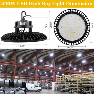 150W LED High Bay Lights - 21000Lm LED Shop Light 500W HID/HPS Equiv 5000K 1~10V Dimmable UFO LED Light UL-Listed with Hook for Shop Gym Garage Ceiling Lights - Dephen