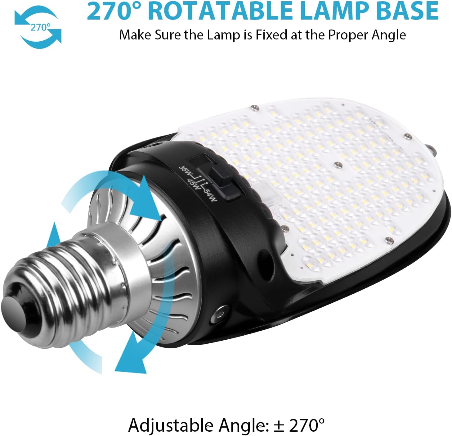 54W LED Corn Bulb Rotatable Mogul Base E39 7300Lm (200W Metal Halide Eq.), 5000K White 180° Beam Angle Outdoor Area Lighting for Shoebox Parking Lot Lighting Fixture,Wall Pack,Street Dephen