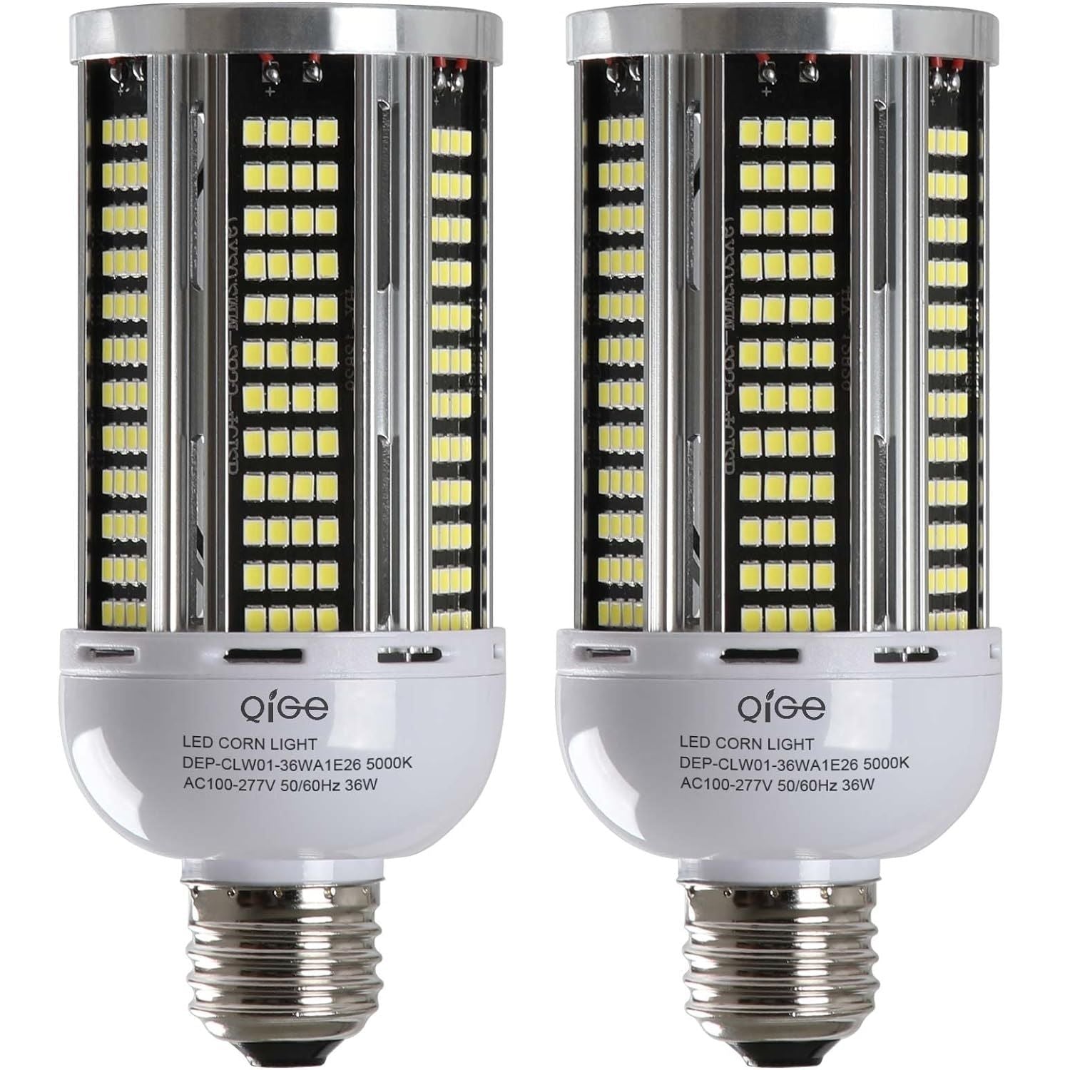400W Equivalent LED Corn Light Bulb,5040Lumen 5000K 36W with E26 Base, 2Pack QiGe