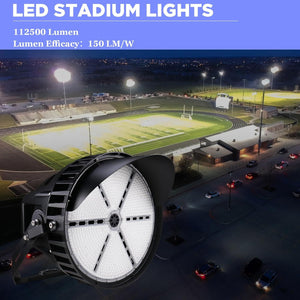 750W LED Stadium Lights Outdoor - 112,500LM Arena Lights 5000K, 30 Degree Beam Angle Stadium LED Flood Lights, 0-10V Dimmable IP65 Flood Lights Outdoor 120-277Vac UL-Listed - Dephen