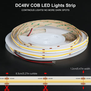 COB LED Strip Lights, 65.6ft/20m 3000K Led Lights Strip, DC48V, CRI90+ - Dephen