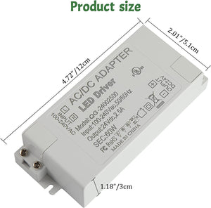 LED Driver 24V 60W (AC 100-240V to DC 24V 2.5A) Power Supply Adapter Converter, Low Voltage Transformer Output for LED Strip Lights - Dephen