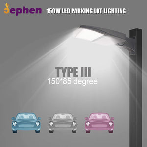 150W LED Parking Lot Light, 21000Lm Led Shoebox Pole Lights 5700K - Dephen