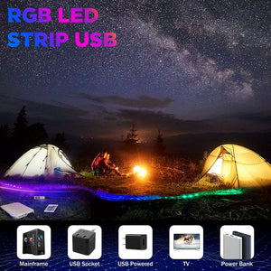 RGB Led Strip Lights - 5V USB RGB Led Strip with APP+Remote Control, 5ft - Dephen
