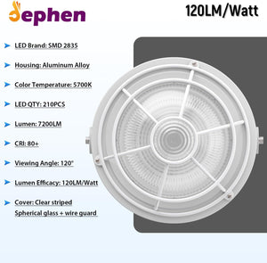 60W LED Explosion Proof Light 7200 Lumen 5700K, UL 844 Certified Class I Division II High Bay Warehouse Lighting IP66 Waterproof Dephen