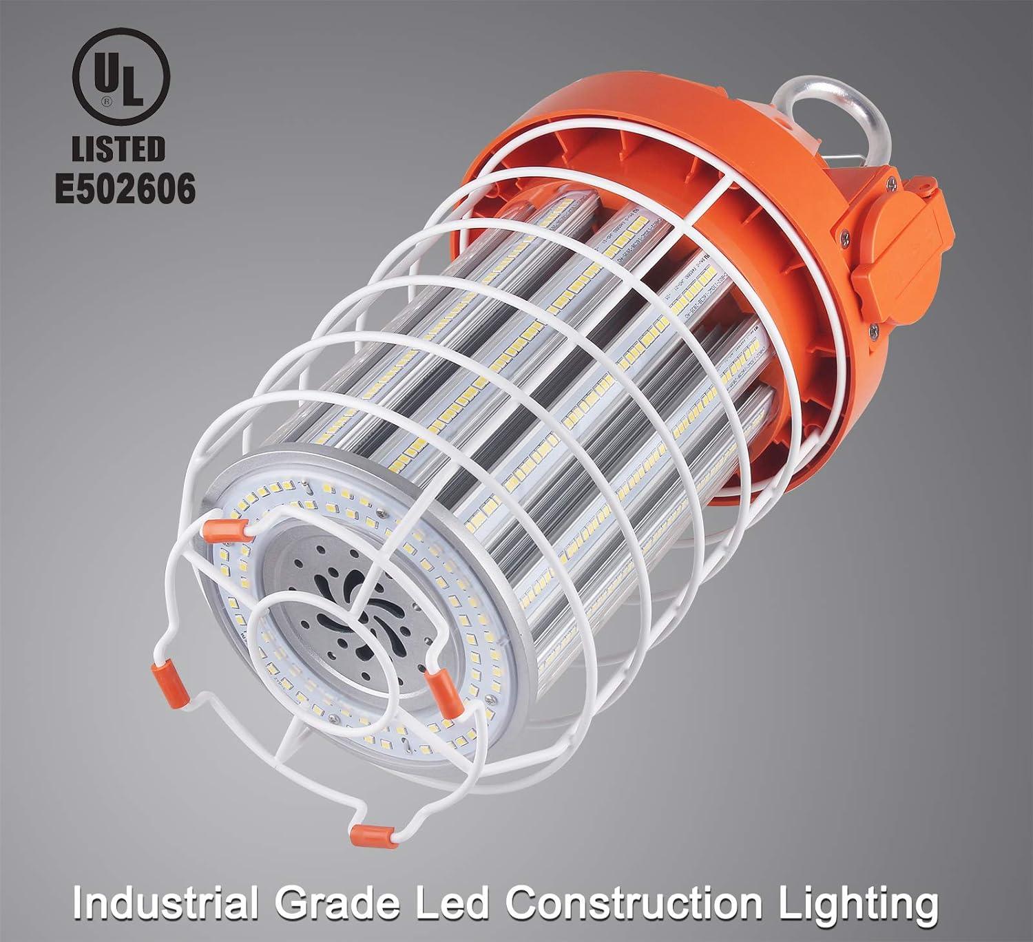 130W LED Temporary Work Light-18200Lumen Construction Lights 5000K LED Work Lights Linkable Construction Temporary Lighting with Outlet & Hook for Outdoor Indoor Temporary Lights Dephen