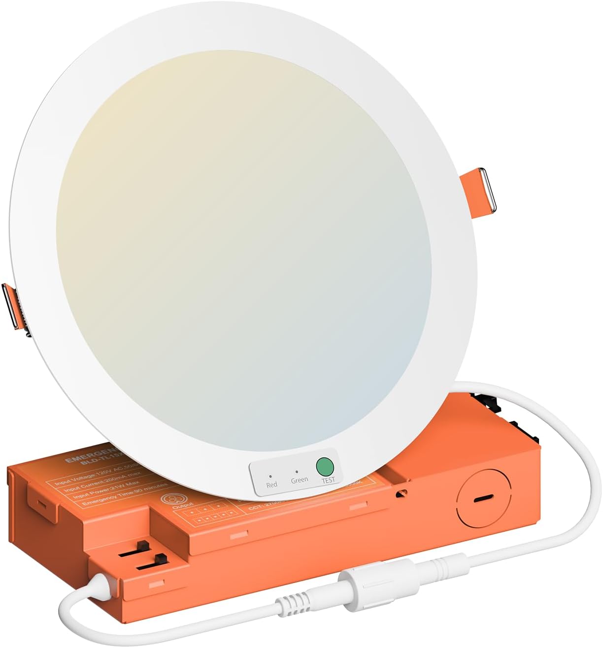 6 Inch LED Emergency Recessed Light with 90 Min Battery Backup, 5CCT 2700-5000K Ultra-Thin Round Downlight, 9W/12W/15W Tunable Commercial Ceiling Lighting Dephen