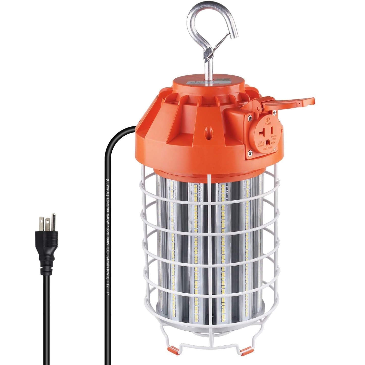 130W LED Temporary Work Light-18200Lumen Construction Lights 5000K with Outlet & Hook Dephen