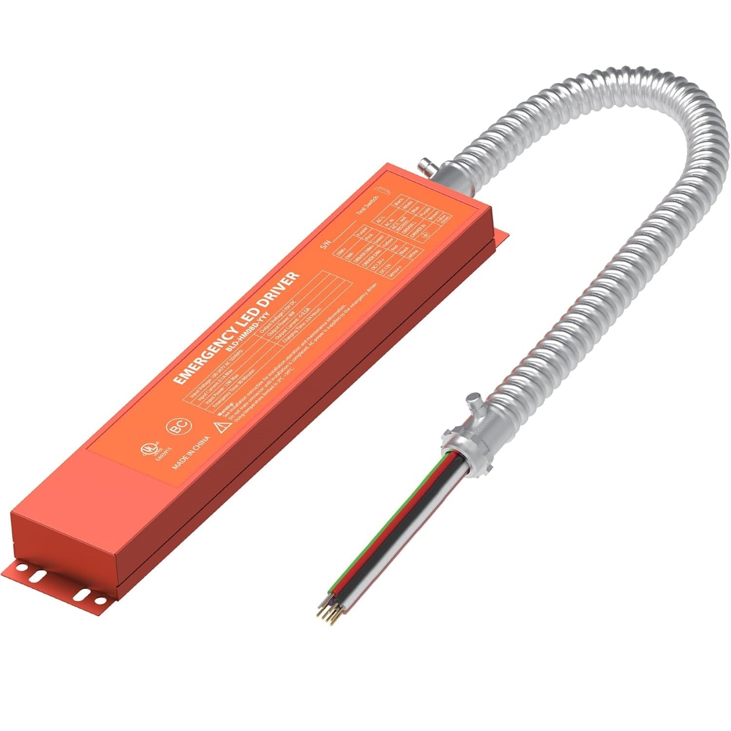 AC100V-347V Emergency LED Driver, Output 170VDC 8W Over 90mins Emergency Time (UL Certified) Dephen