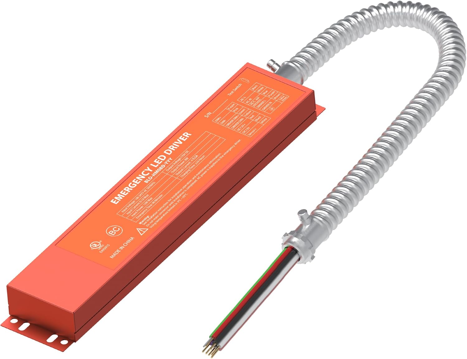 AC100V-347V Emergency LED Driver, Output 170VDC 8W Over 90mins Emergency Time, Retrofit Dimmable LED Light Fixture into Emergency System (UL Certified) Dephen