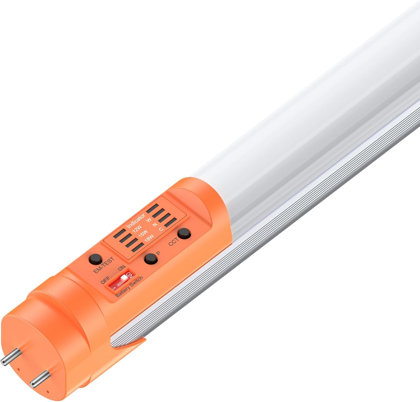 Emergency T8 LED Tube 4ft with Battery Backup, 3500K/4000K/5000K CCT and 12W/15W/18W Adjustable, Dual Ended G13 LED Bulb Integrate 5W 700LM 90min, UL-Listed Dephen