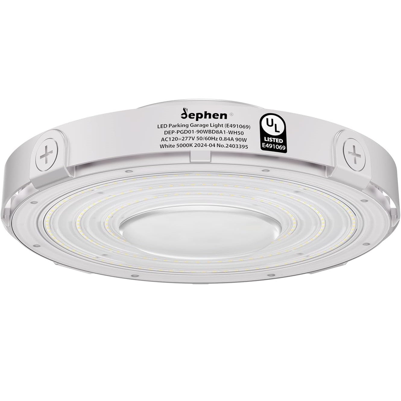 90W Round LED Canopy Lights, 5000K, 10350Lumens AC120-277V (UL-Listed) Dephen