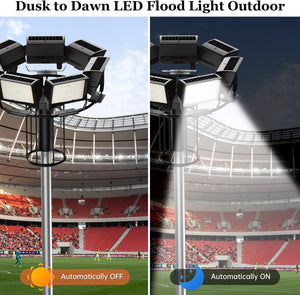 500W LED Flood Light Outdoor, Dusk to Dawn Arena Lighting 55° to 90° Beam Angle Adjustable, 3000K/4000K/5000K Parking Lot, 500W/460W/420W Tunable Stadium Lamp, 120-277Vac,UL-Listed Dephen