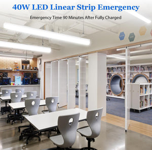 4FT LED Emergency Linear Strip Light with Battery Backup, 20W/30W/40W Selectable LED Shop Light, 5280Lumens 4 CCT Tunable 3000-5000K UL-Listed Dephen