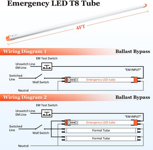 Emergency T8 LED Tube 4ft with Battery Backup, 5000K 18W Aluminium Dual Ended G13 Tube Bulbs Integrate 8W 960LM 90min Emergency Lighting, UL-Listed Dephen