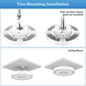 60W Round LED Canopy Lights, 5000K Garage Ceiling Lighting, 6900Lumens AC120-277V for Parking Gas Station Barn Warehouse Storage (UL-Listed) Dephen