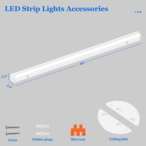 4FT LED Linear Strip, 20W/30W/40W Selectable Shop Light, 5280Lumens 4 CCT Tunable 3000K-5000K, Hardwired Ceiling Lighting UL-Listed Dephen