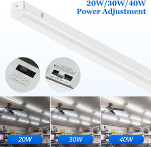 4FT LED Emergency Linear Strip Light with Battery Backup, 20W/30W/40W Selectable LED Shop Light, 5280Lumens 4 CCT Tunable 3000-5000K UL-Listed Dephen