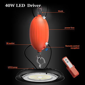 40W Emergency LED Driver for Dimmable UFO High Bay Light,Battery Backup Driver with Remote Control,Input 100V-347Vac Output 170Vdc,90mins Emergency Time,Auto Test,UL Listed Dephen