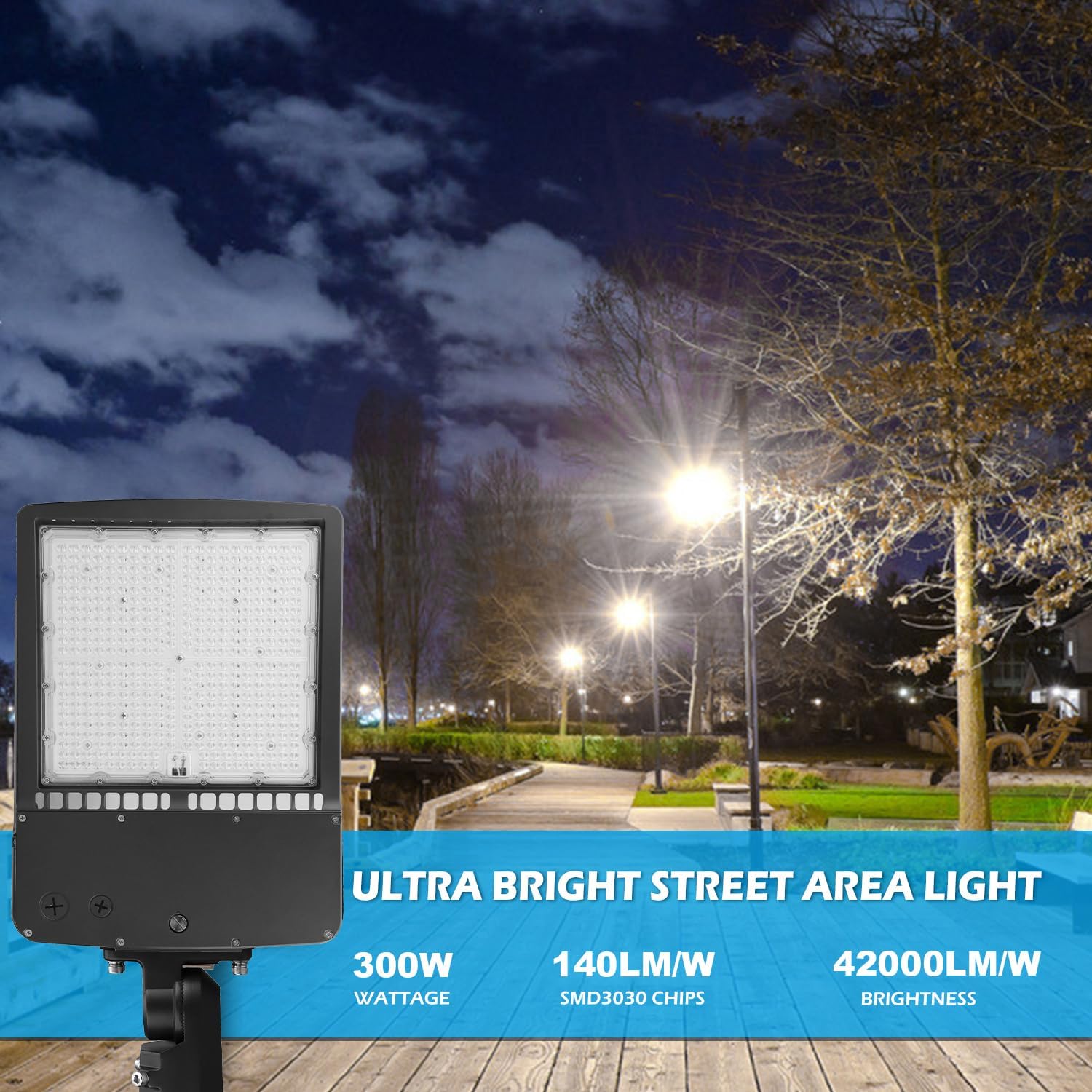 AIKVSXER 300W LED Parking Lot Light - 45000LM Dusk To Dawn, IP65 Waterproof, 6000K Daylight, 100-277V For Street, Yard, Driveway