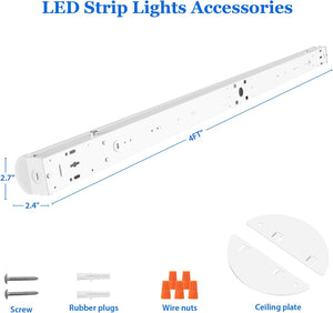 4FT LED Emergency Linear Strip Light with Battery Backup, 20W/30W/40W Selectable LED Shop Light, 5280Lumens 4 CCT Tunable 3000-5000K UL-Listed Dephen