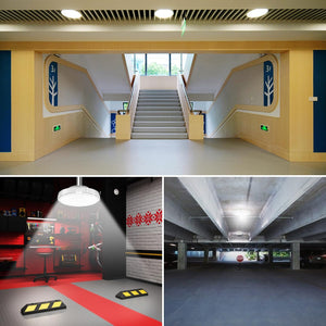 90W Round LED Canopy Lights, 5000K Garage Ceiling Lighting, 10350Lumens Low Bay AC120-277V Flood Lamp for Parking Gas Station Barn Warehouse Storage (UL-Listed) Dephen