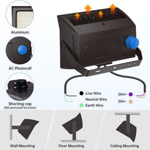 500W LED Flood Light Outdoor, Dusk to Dawn Arena Lighting 55° to 90° Beam Angle Adjustable, 3000K/4000K/5000K Parking Lot, 500W/460W/420W Tunable Stadium Lamp, 120-277Vac,UL-Listed Dephen