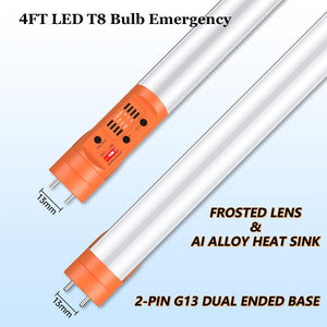 Emergency T8 LED Tube 4ft with Battery Backup, 3500K/4000K/5000K CCT and 12W/15W/18W Adjustable, Dual Ended G13 LED Bulb Integrate 5W 700LM 90min, UL-Listed Dephen