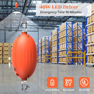 40W Emergency LED Driver for Dimmable UFO High Bay Light,Battery Backup Driver with Remote Control,Input 100V-347Vac Output 170Vdc,90mins Emergency Time,Auto Test,UL Listed Dephen