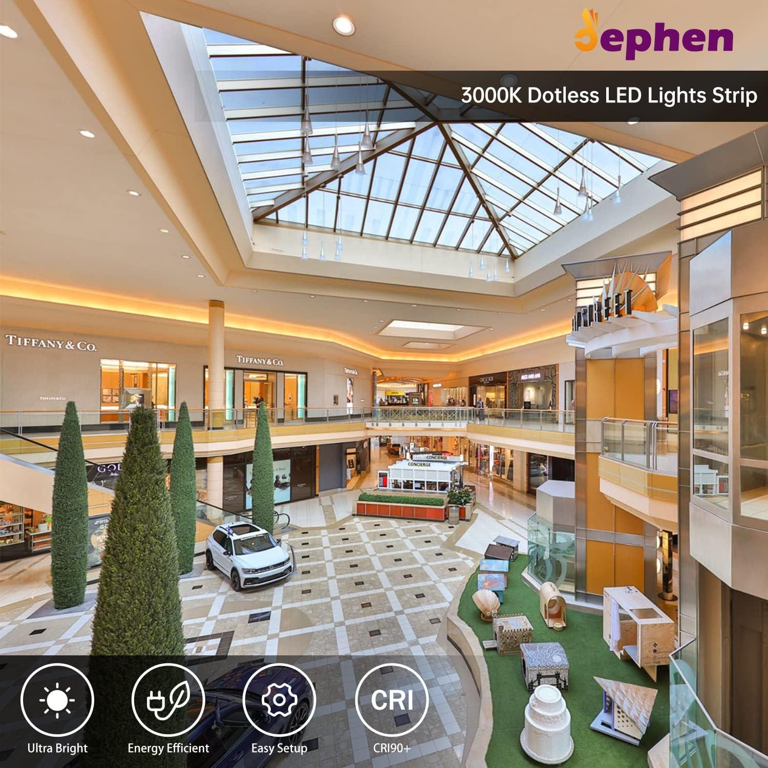 COB LED Strip Lights, 65.6ft/20m 3000K Led Lights Strip, DC48V, CRI90+ - Dephen