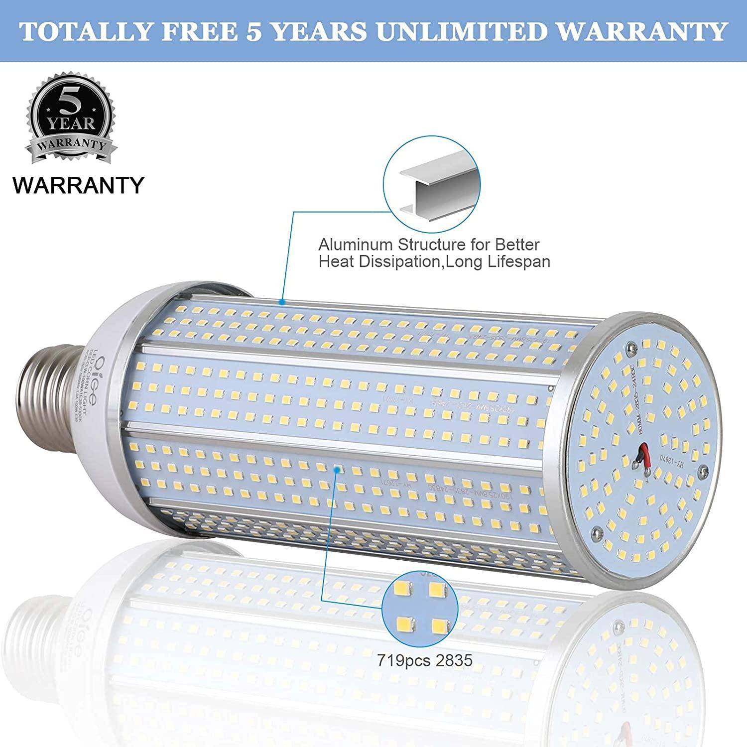 thumbnail image 2 of KUKUPPO 200W LED Corn Light Bulb 480V | 27,000 Lumens, 5000K Daylight, E39 Base, 5-Year Warranty 2 of 5