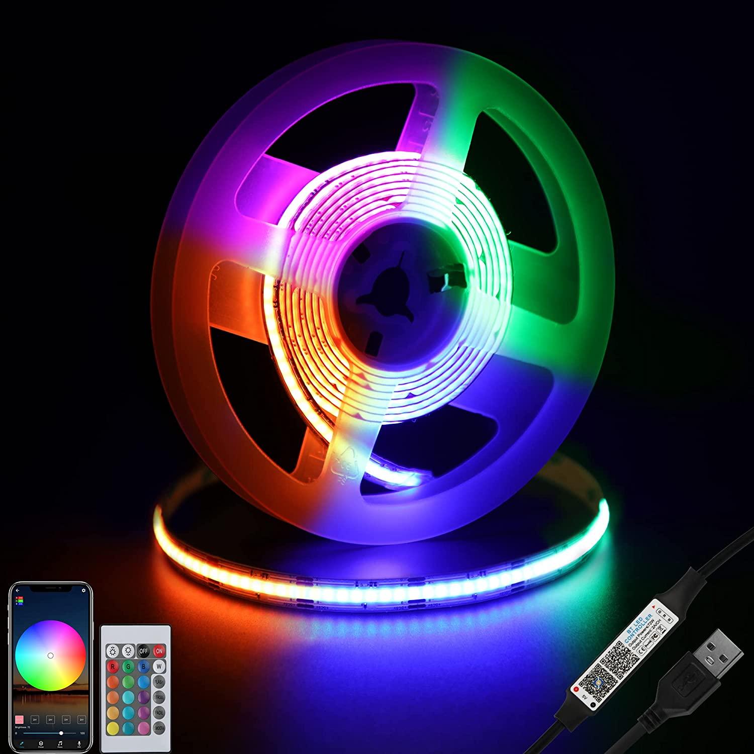 RGB Led Strip Lights - 5V USB RGB Led Strip with APP+Remote Control, 5ft - Dephen